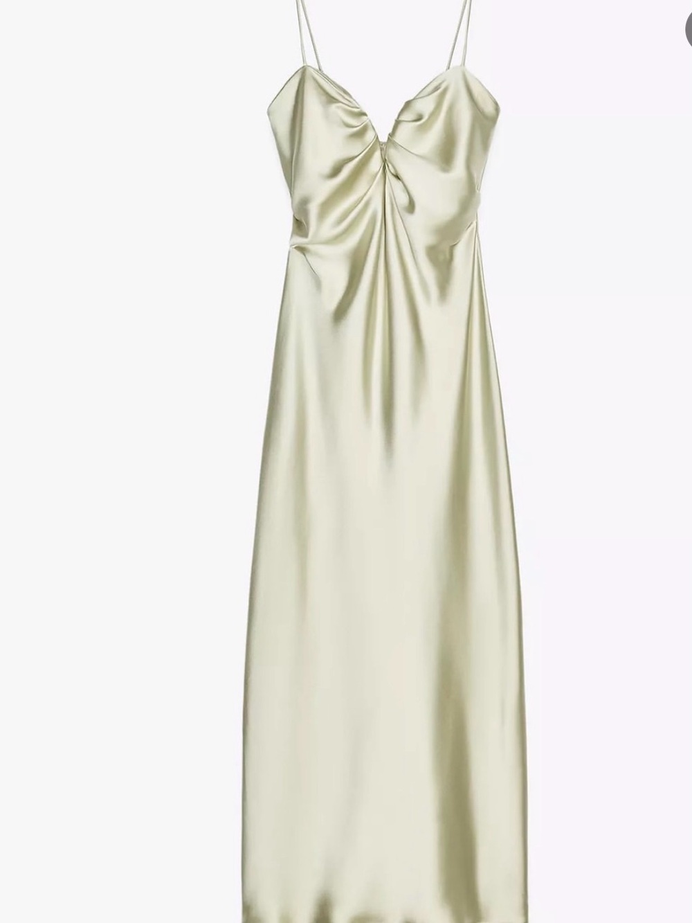 Zara Satin Slip Maxi Dress in Pale Sage - Picture 3 of 4